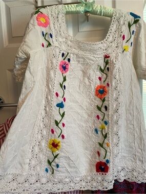 White Embroidered Floral Boho Tunic